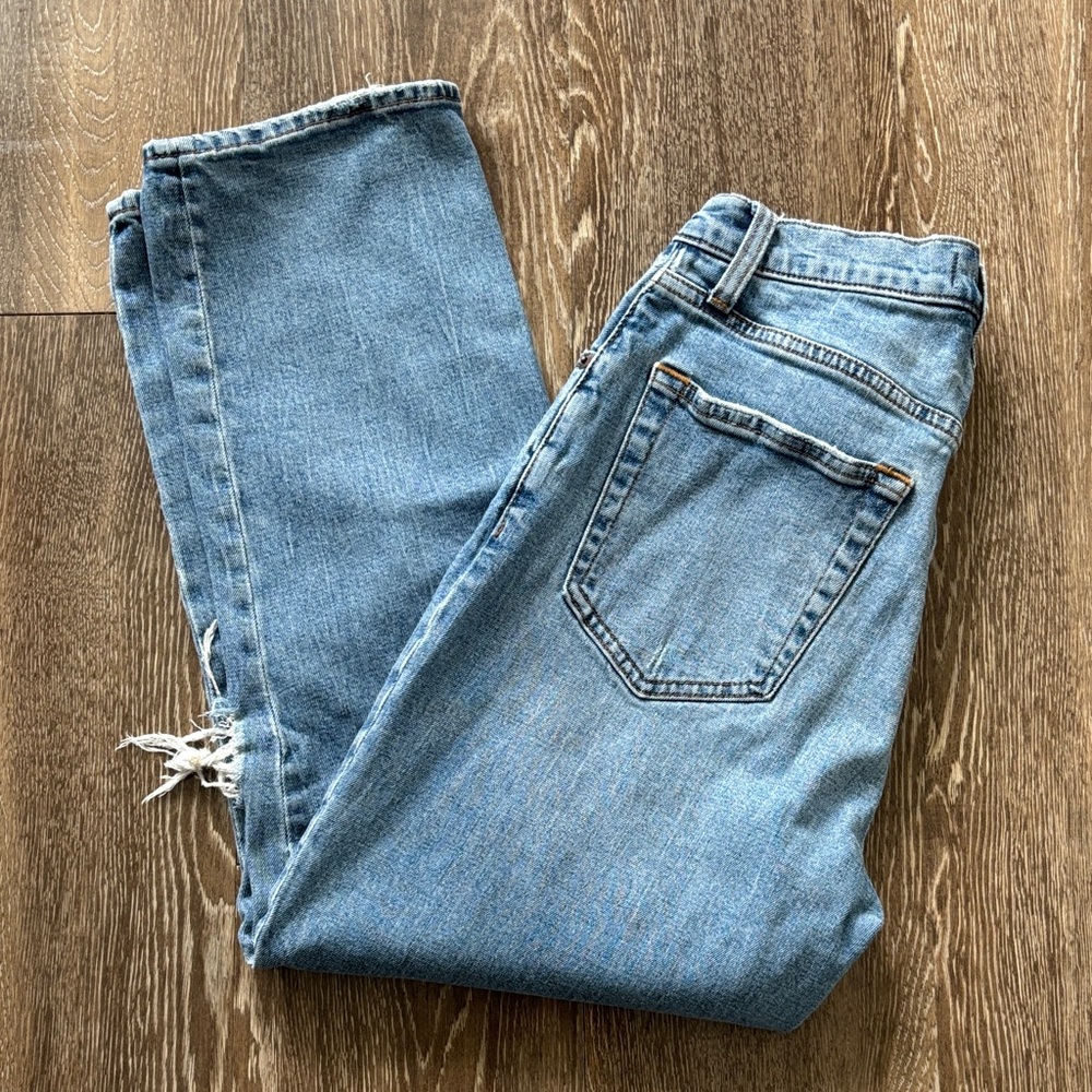 Abercrombie & Fitch Blue Ripped Boyfriend Jeans